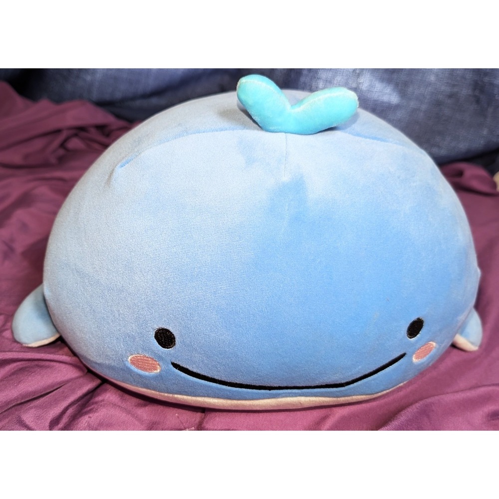 San-X Jynbesan Super Mochi Stuffed Toy Plush Whale Shark 12" 2021 Light Blue